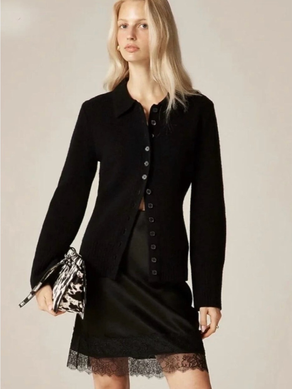 J. Crew Milano Stitch Cinched Waist Cardigan. Size S. Black